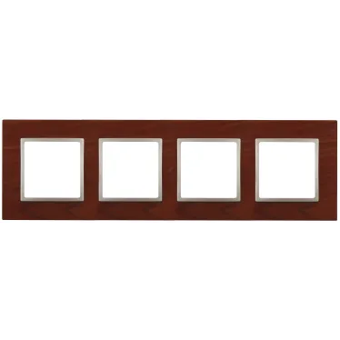 14-5304-08 Электроустановка ЭРА Рамка на 4 поста, дерево, Эра Elegance, вишня+шамп | Б0034585 | ЭРА