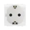 BRAVA Розетка 2 модуля с заземлением со шторками белая