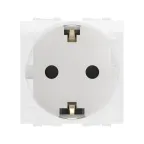 BRAVA Розетка 2 модуля с заземлением со шторками белая