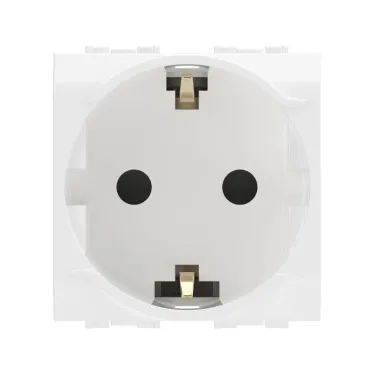 BRAVA Розетка 2 модуля с заземлением со шторками белая