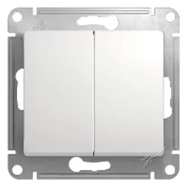 GLOSSA Переключатель двухклавишный в рамку белый схема 6