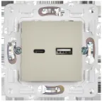 SKANDY Розетка USB A+C 18Вт SK-R13B бежевый IEK