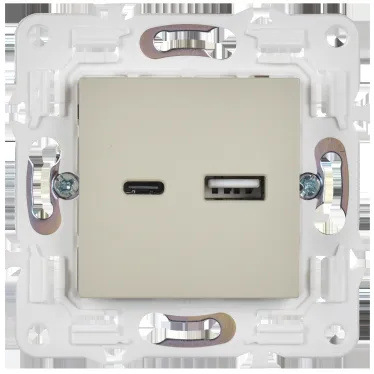 SKANDY Розетка USB A+C 18Вт SK-R13B бежевый IEK