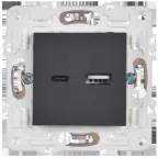 SKANDY Розетка USB A+C 18Вт SK-R13T титан IEK