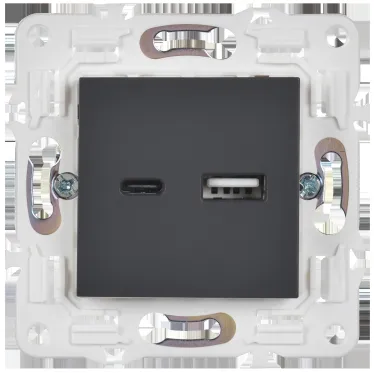 SKANDY Розетка USB A+C 18Вт SK-R13T титан IEK