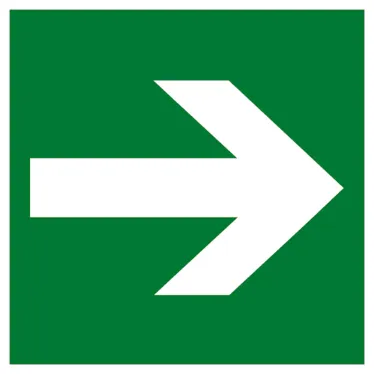 Знак эвакуационный E 02-01 ''Направляющая стрелка'' 200х200 мм, пластик с покрытием фотолюминесцентным ГОСТ Р 12.4.026-2001