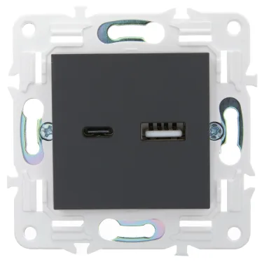 SKANDY Розетка USB A+C 3,1А SK-R14G графит IEK