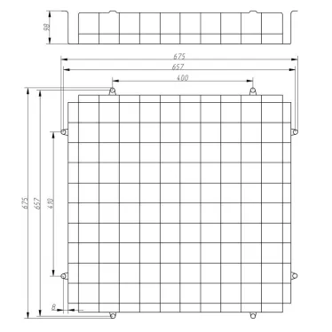 Решетка защитная SPO-BAR-650-650 из армированной стали для светильников 657х657х98 армстронг