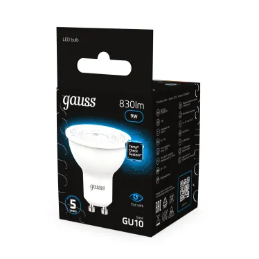 Лампа светодиодная LED 9 Вт 830 лм 6500К софит MR16 холодный GU10 AC 220В Black Gauss
