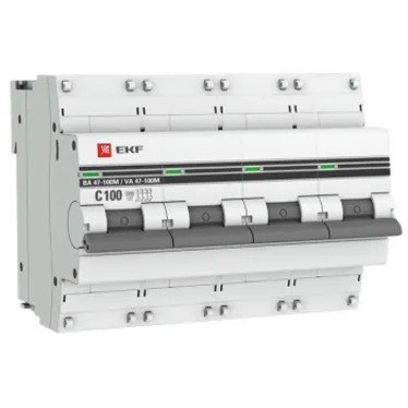 Автоматический выключатель 4P 100А (C) 10kA ВА 47-100M с электромагнитным расцепителем PROxima