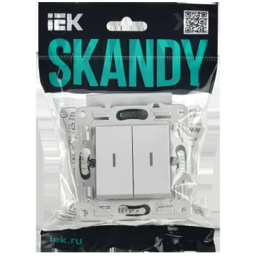 SKANDY Выключатель 2-клавишный проходной с индикацией 10А SK-V10W арктический белый IEK