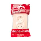 Валенсия розетка 2-местная с/з 16А кремовая с защ. штор. PROxima