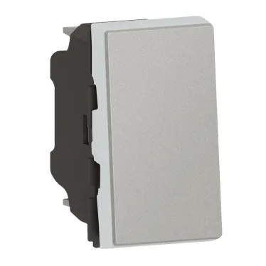 Кнопочный выключатель Mosaic 1 модуль - 6 A - алюминий