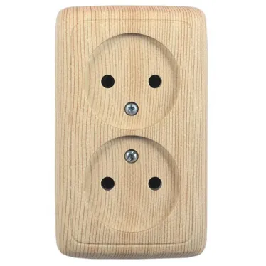 Розетка двойная наружная со шторками с изоляционной пластиной сосна