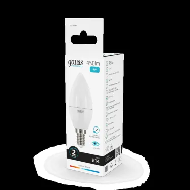 Лампа светодиодная LED 6 Вт 450 лм 4100К свеча нейтральный E14 AC 220В Elementary Gauss