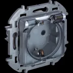 Розетка 2К+З IP 44 с откидной крышкой и шторками немецкий стандарт 16 А 250 В~ INSPIRIA алюминий