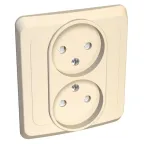 ЭТЮД Розетка двойная скрытая без заземления со шторками бежевая