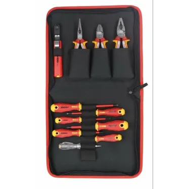 Набор диэлектрических отверток SL/PH/PZ E-Slim ERGONIC, бокорезов, плоскогубцев, длинногубцев, стриппера и отвертки тестера напряжения сети в сумке
