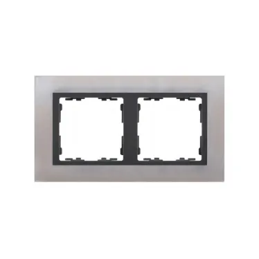 Рамка на 2 поста, S82N, нерж.сталь - графит (металл им.)
