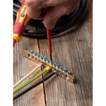 Шина нулевая 8х12мм 125А 12 отверстий крепеж по краям латунь PROxima