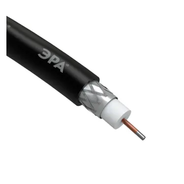 Кабель коаксиальный RG-6U 75 Ом CCS/(оплётка Al 64%) PE цвет чёрный 100м SIMPLE