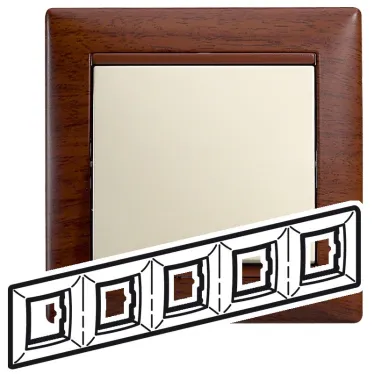 VALENA Рамка 5 постов горизонтальная тонированное дерево