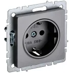 BRITE Розетка с заземлением без защитных шторок 16А РС11-1-0-БрС сталь