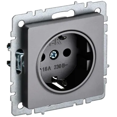 BRITE Розетка с заземлением без защитных шторок 16А РС11-1-0-БрС сталь