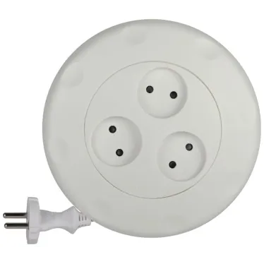 Удлинитель (белый) рулетка, без заземл, 2x0.75мм2, 3гн, 3м (10/600) UR-3-3 м-W