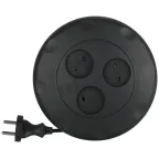 Удлинитель (черный) рулетка, без заземл, 2x0.75мм2, 3гн, 3м (10/600) UR-3-3 м-B