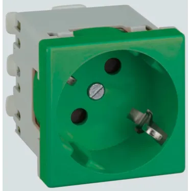 Connect Розетка с заземлением 16А 250В 45х45мм безвинтовые клеммы SC зелёный