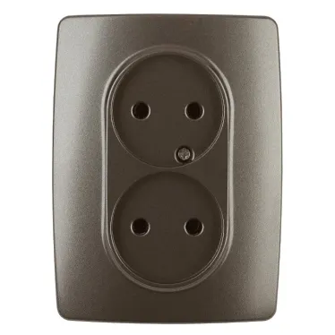 Розетка 2X2P, 16A-250В, Эра12, бронза, 12-2107-13
