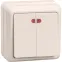 ОКТАВА Выключатель двухклавишный наружный бежевый с индикацией 10А