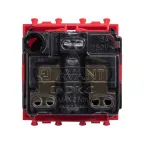 Avanti Розетка ''Красный квадрат'', 2P+E, с защитными шторками, 2 модульная