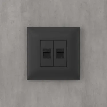 Avanti Компьютерная розетка RJ-45 без шторки в стену кат.5е двойная Черный матовый