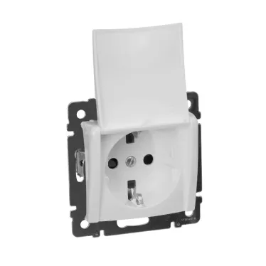 VALENA Розетка с заземлением в рамку с крышкой белая
