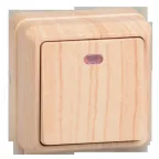 ОКТАВА Выключатель одноклавишный наружный сосна с индикацией 10А