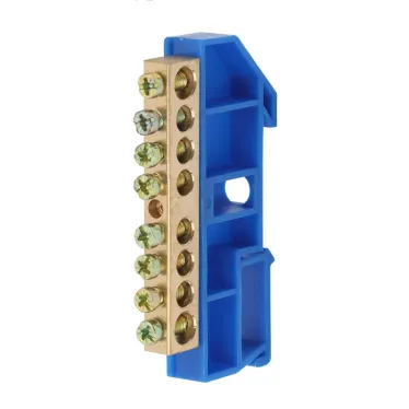 Шина NO-222-51 PE земля на DIN-изоляторе ШНИ-8х12-8-Д-синий