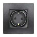 Розетка с заземлением с USB тип C - Etika - со шторками 16А 250В 1500мА 7,5Вт безвинтовые зажимы - антрацит