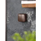 Выключатель 2-клавишный ОП Минск 10А темное дерево