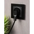 Стокгольм Механизм Розетки 1-местной с/з 16А черный с защ. штор.