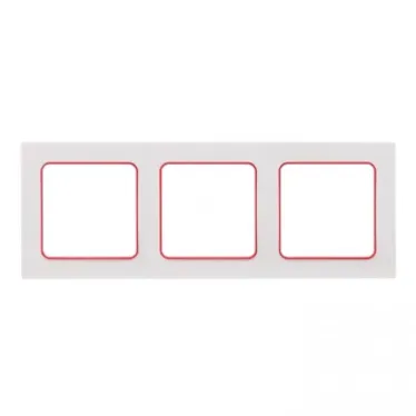 Стокгольм Рамка 3-местная белая с линией цвета красный