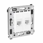 Avanti Компьютерная розетка RJ-45 без шторки в стену, кат.6 двойная, Белое облако