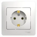 GLOSSA Розетка с заземлением в сборе белая