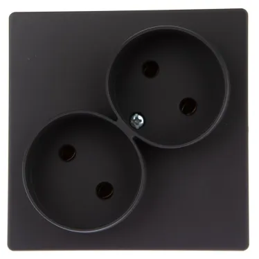 Розетка 2х2К без защитных шторок, графит