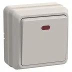 ОКТАВА Выключатель одноклавишный наружный бежевый с индикацией 10А
