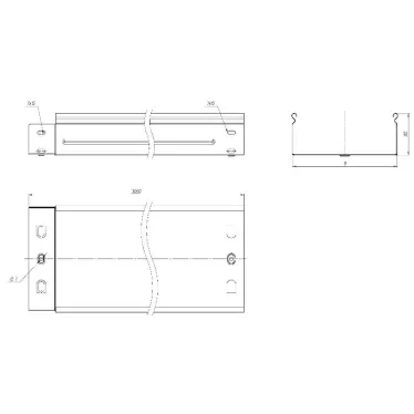 Лоток неперфорированный металлический 80х500х3000-1.0 мм (6м)