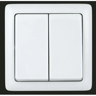 ХИТ Выключатель двухклавишный наружный 250В 6А белый