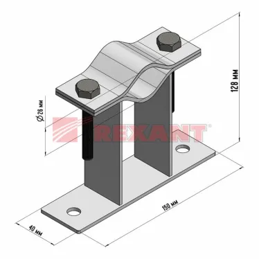 Кронштейн для мачт плоский 100 мм П-образный,