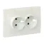 Валенсия лицевая панель розетки 2-местной с/з 16А жемчуг с защ. штор.